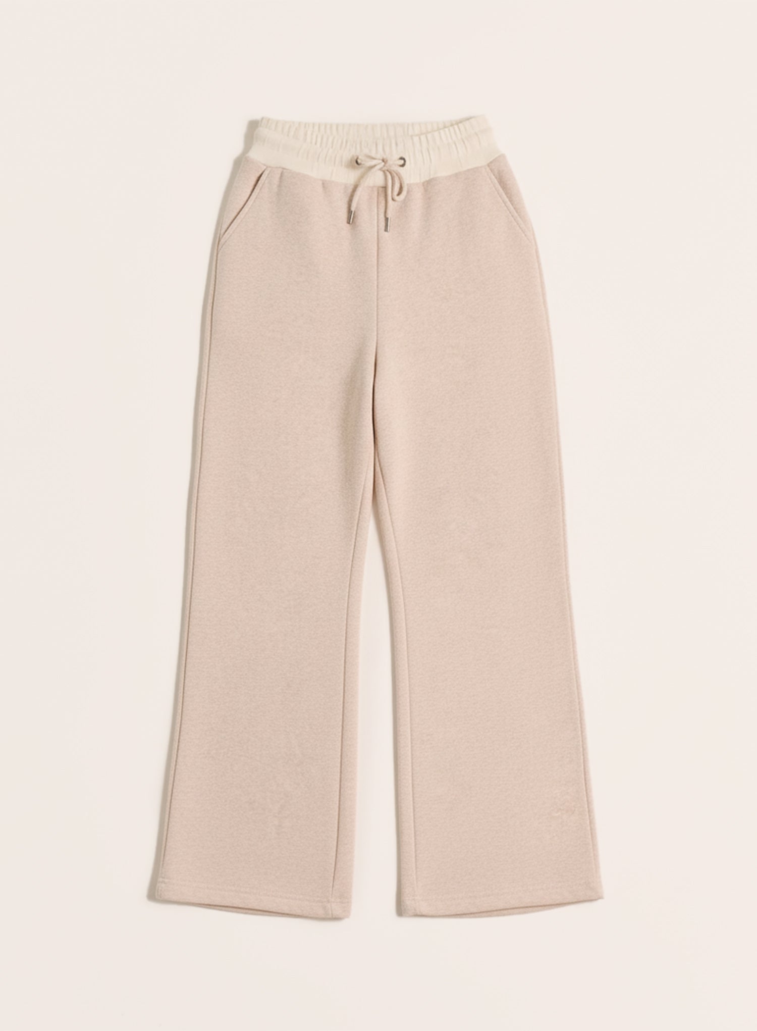 Oatmeal Contrast Waist Band Wide Leg Joggers